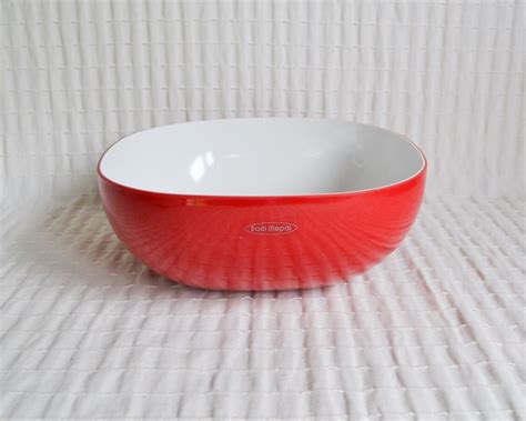 Vintage Rosti Mepal Melamine Red And White Serving Bowl Large Plastic