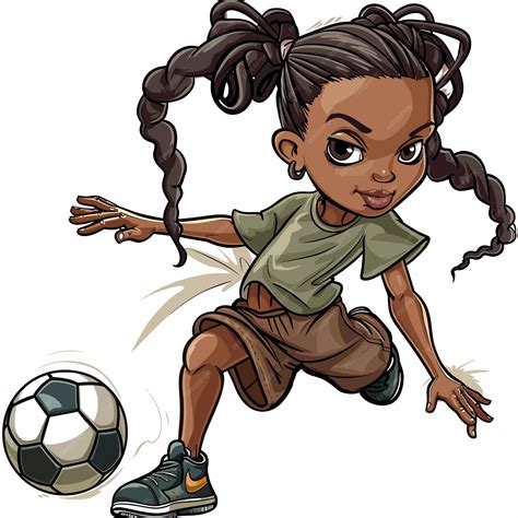 Premium Vector | A drawing of a girl playing soccer with a soccer ball