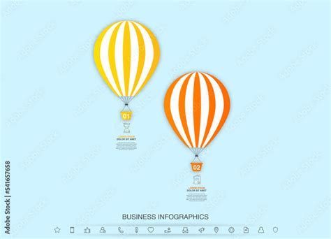 Vector Hot Air Balloon Infographic Business 3D Modern Infographics Concept For Chart Web