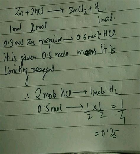 Zinc And Hydrochloric Acid React According To The Reaction Zn S