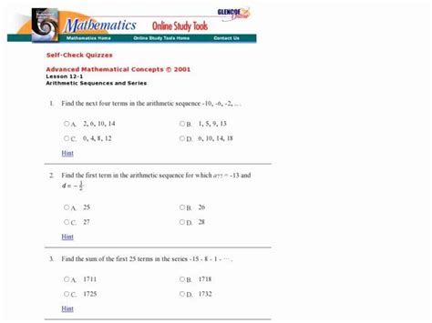 Arithmetic Sequences And Series Worksheet