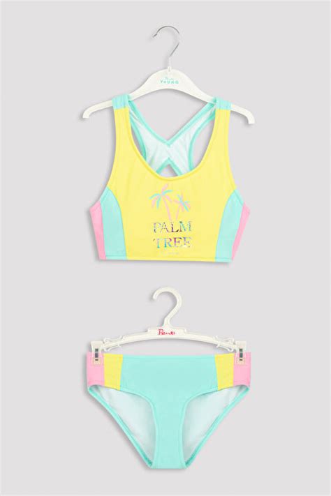 Kız Çocuk Palm Halter Bikini Takımı PLQOCWJ IY MIX Çok Renkli Penti