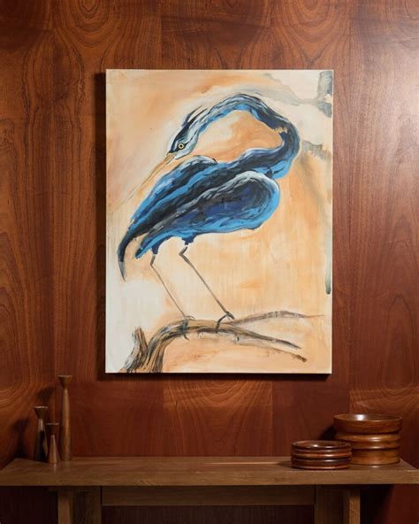 AR357 Blue Heron B Cleared Art Painting Prop Rental ACME Brooklyn