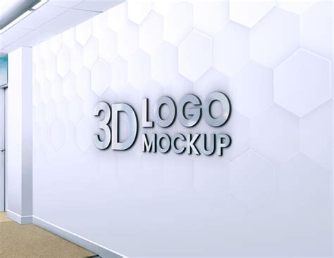 Premium Psd 3d Office Wall Logo Mockup