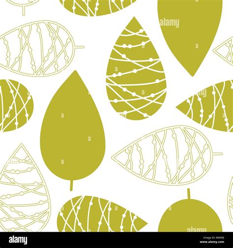 Abstract Green Doodle Leaves On A White Background Stock Vector Image