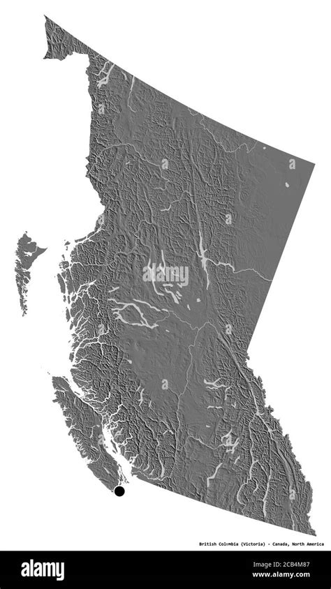 British Columbia Map Canada Elevation Black And White Stock Photos