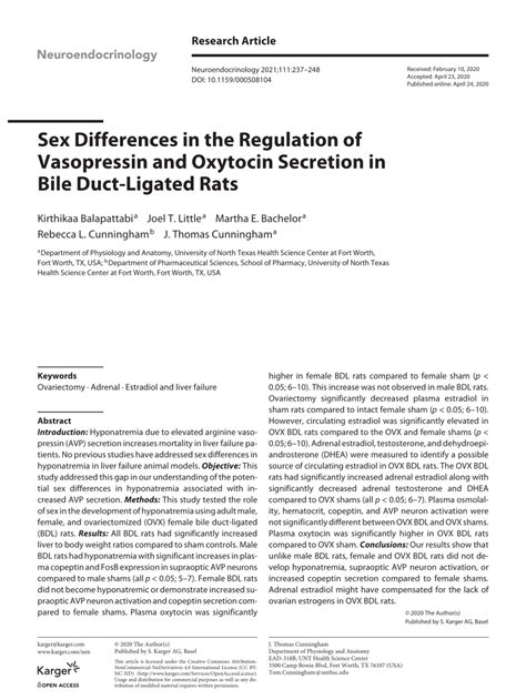 PDF Sex Differences In The Regulation Of Vasopressin And Oxytocin