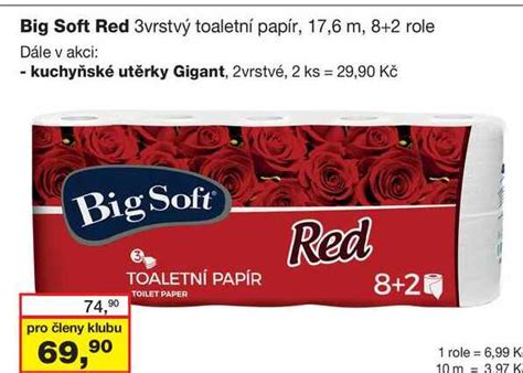 Sleva Big Soft Red 3vrstvý T Big Soft Red 3vrstvý Toaletní Papír 176 M 82 Role Barvy A