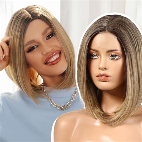 Amazon Renershow Short Ombre Blonde Bob Wigs For Women Inch