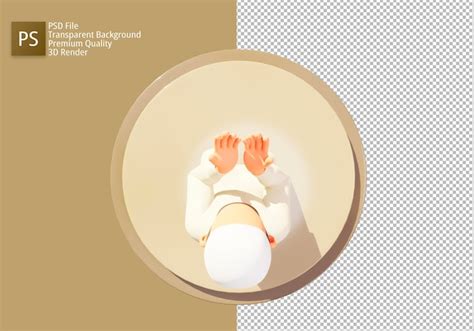 Premium PSD 3d Illustration Cartoon A Muslim Man Is Praying With