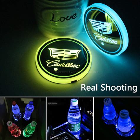 Buy 2pcs LED Car Cup Holder Lights For Cadillac 7 Colors Changing USB