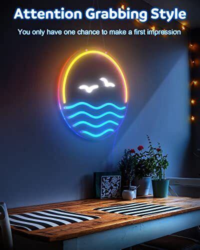 Sunset Sunrise Neon Signs Wall Decor Sea Wave LED Neon Sign Aesthetic