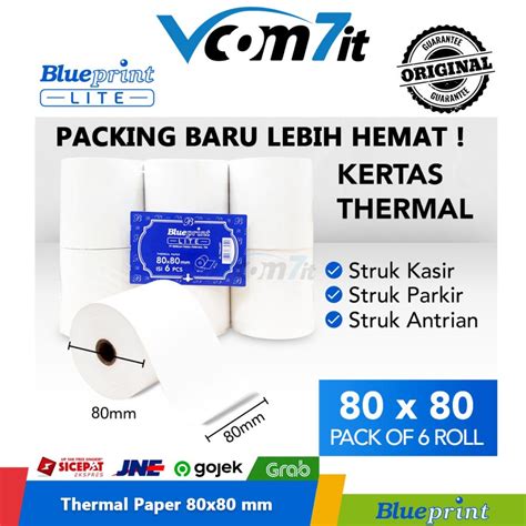 Jual PAKET 6 Roll Kertas Struk 80x80 Thermal Paper Roll 80 X 80 Mm