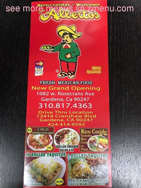 Online Menu Of Los Albertos Fresh Mexican Food Restaurant Gardena