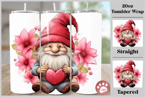 Gnome Valentine S Tumbler Wrap PNG Graphic By Luna Art Design