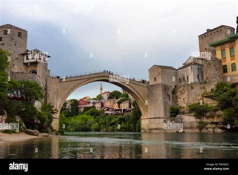 Stari Most Old Bridge Over Neretva River Unesco World Heritage Site