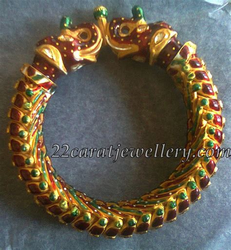 Gold Meena Work Kara Bangle Jewellery Designs