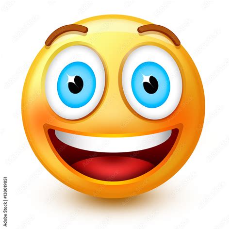 Cute Smiley Face Emoticon Or 3d Happy Emoji With A Smiling Open Mouth