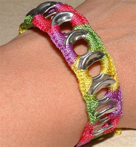 Recycladelic Upcycled Pop Top Bracelet Pinwheel Bright In Pink Purple