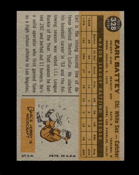 1960 Topps Set Break 328 Earl Battey EX EXMINT GMCARDS EBay