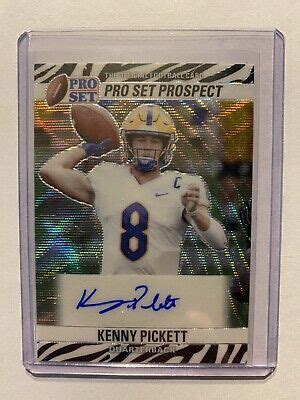 Leaf Pro Set Prospect Kenny Pickett Autograph Metal Wave Zebra