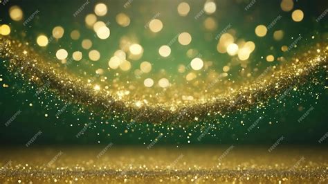 Premium Photo | Gold and green glitter background with shining bokeh