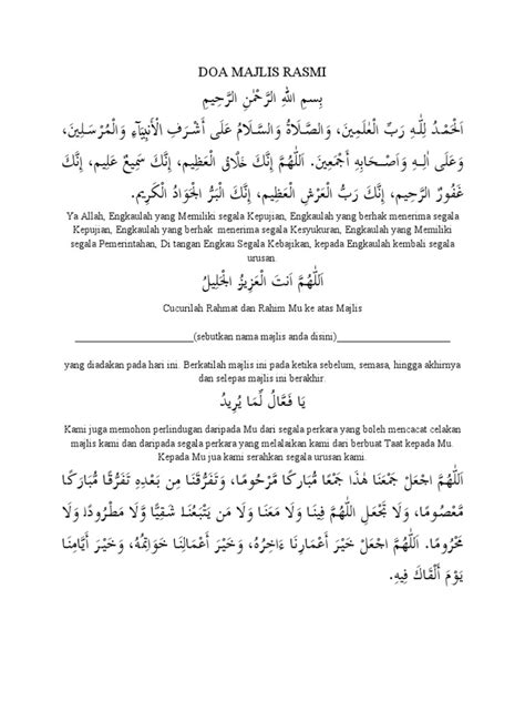 doa majlis rasmi