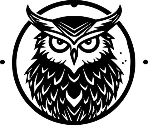 Owl Schwarz Weiß Isolierte Icon Vektor Illustration Premium KI