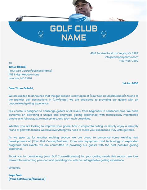 Light Grey And Blue Simple Business Golf Letterhead Venngage