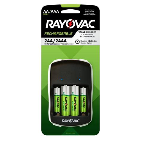 Rayovac Recharge 4 Position AA and AAA Rechargeable Battery Charger, Includes NiMh 2 AA and 2 ...