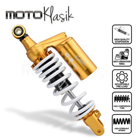 MOKOTO MIO REAR SHOCK GAS ABSORBER W BASO 300MM GOLD BLACK SERIES