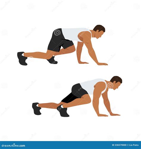 Bear Crawl Exercise Introduction Step With Healthy Man Stock Vector