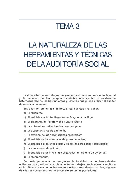 Tema Los Instrumentos Del Auditor Social Tema La Naturaleza De