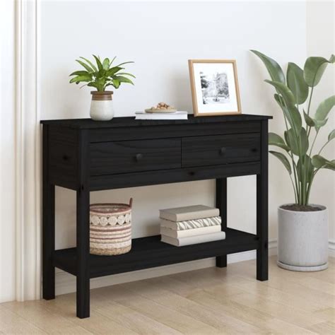 Table Console En Bois De Pin Massif Noir Dioche X X Cm