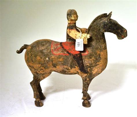 Lot 151 A Chinese Pottery Equestrian Group In Tang