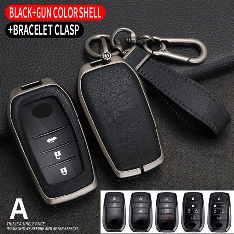 Zinc Alloy Leather Car Key Fob Cover Case For Toyota Prius Yaris