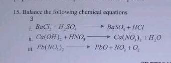 15 Balance The Following Chemical Equations BaCl H SO Baso HCI