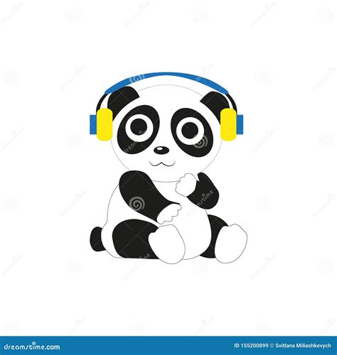 Panda With Headphones Stock Illustration Illustration Of Black