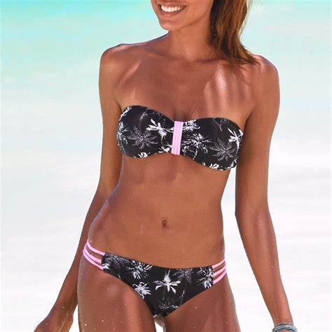 Women Floral Print Bikini Set Swimming Two Piece Swimsuits Push Up