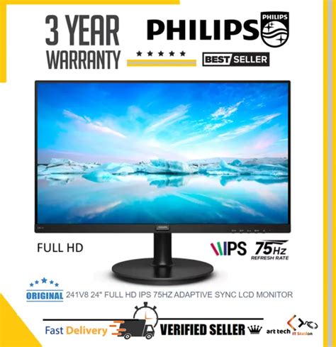 PHILIPS 241V8 24 FULL HD IPS 75HZ ADAPTIVE SYNC LCD MONITOR Lazada