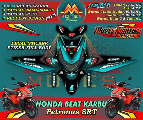 Decal Honda Beat Karbu Full Body Motif Petronas Srt Sticker Honda Beat