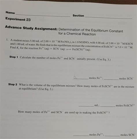 Solved Name Section Experiment Advance Study Assignment Chegg