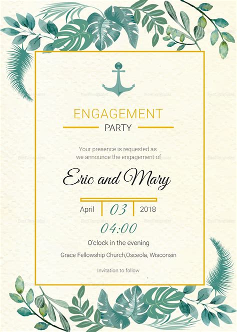 Nautical Engagement Announcement Card Template in PSD, Word, Publisher ...