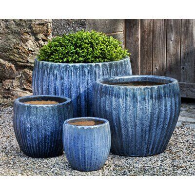 Bloomsbury Market Brenda Piece Terracotta Pot Planter Set Color Blue