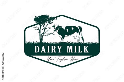 Cow Illustration For Dairy Farm Logo Or Label Stock Vector Adobe Stock