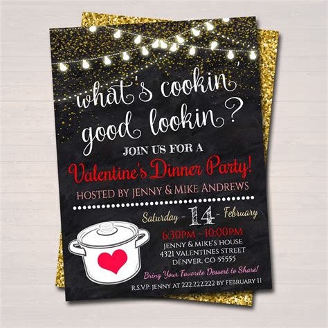 Adult Valentines Day Event Potluck Dinner Party Invite Church Commu