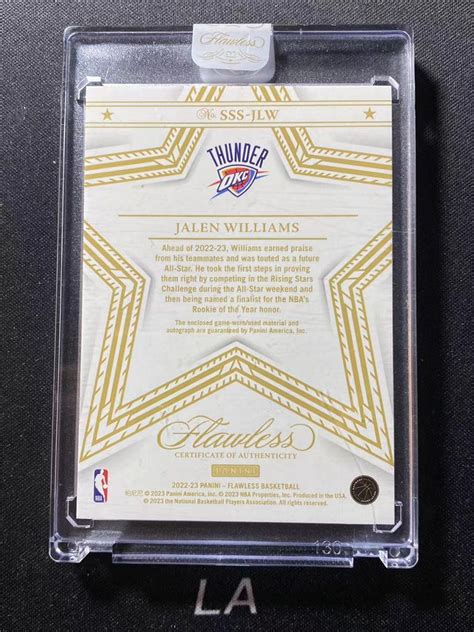 La Panini Flawless Jalen Williams Rc Ss