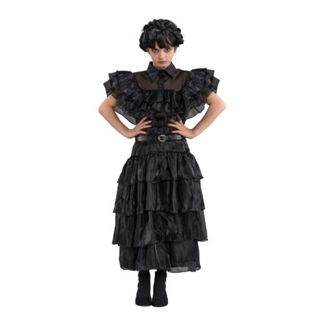 Costume Robe De Bal Noire Mercredi Wednesday La Famille Addams Enfant