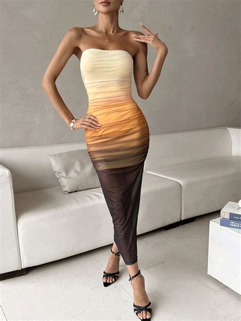 Shein Essnce Ombre Print Tube Bodycon Dressi Discovered Amazing