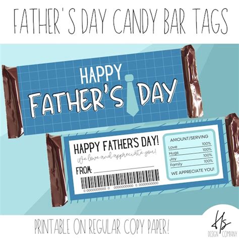 Printable Fathers Day Candy Bar Wrapper Marketing Etsy